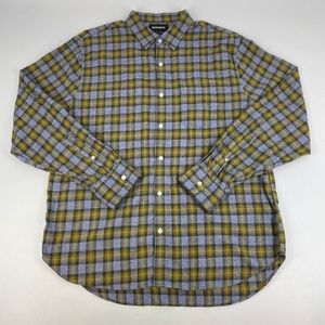 Bonobos Mens Size XL Button Up Shirt Blue Yellow Plaid Lightweight Flannel